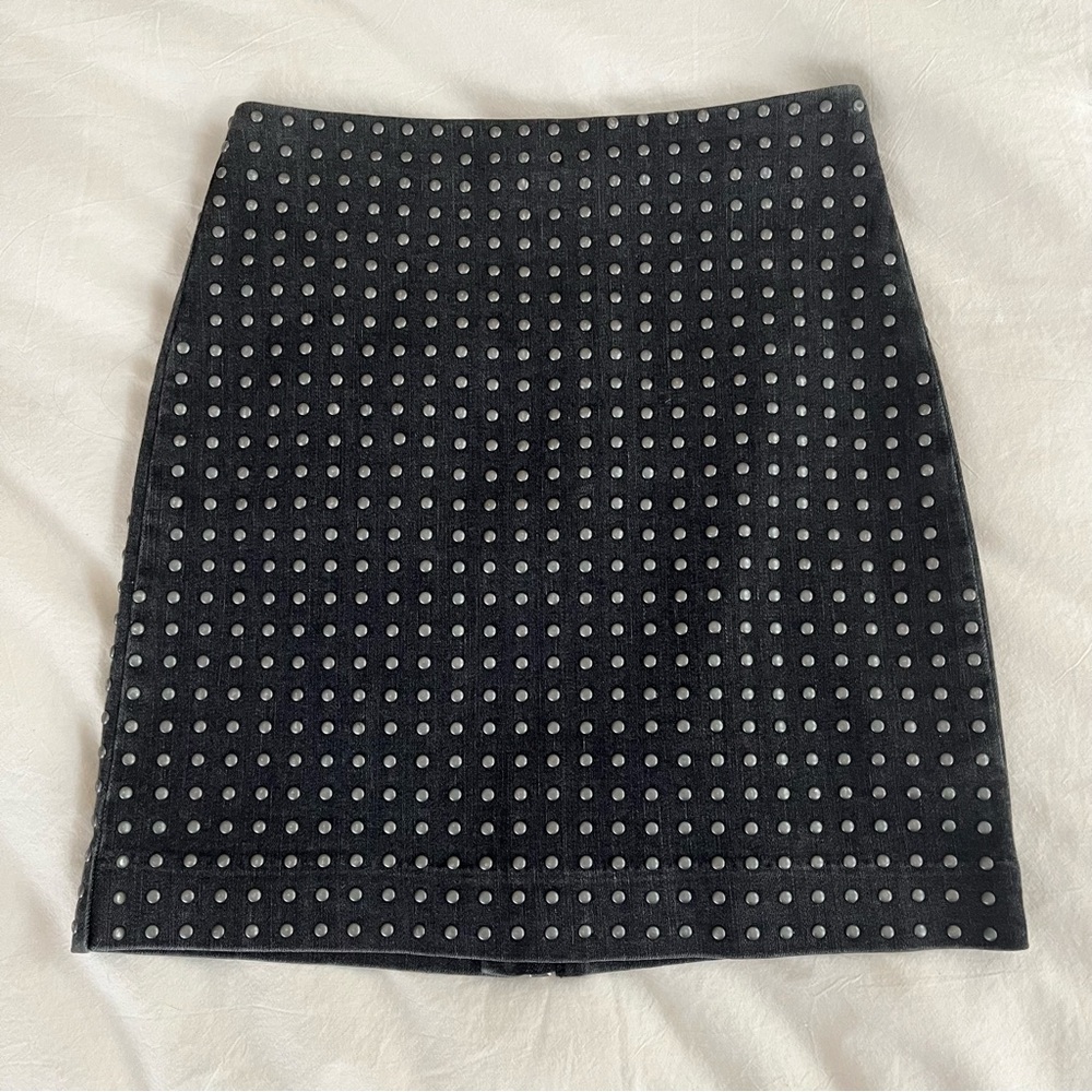 All Saints Denim Studded Mini Skirt - Size 2 - FITS 00